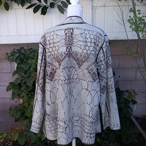 CHICO’S Drape Front Open Jacket Reversible Tan and brown Size 3=XL - Picture 4 of 12